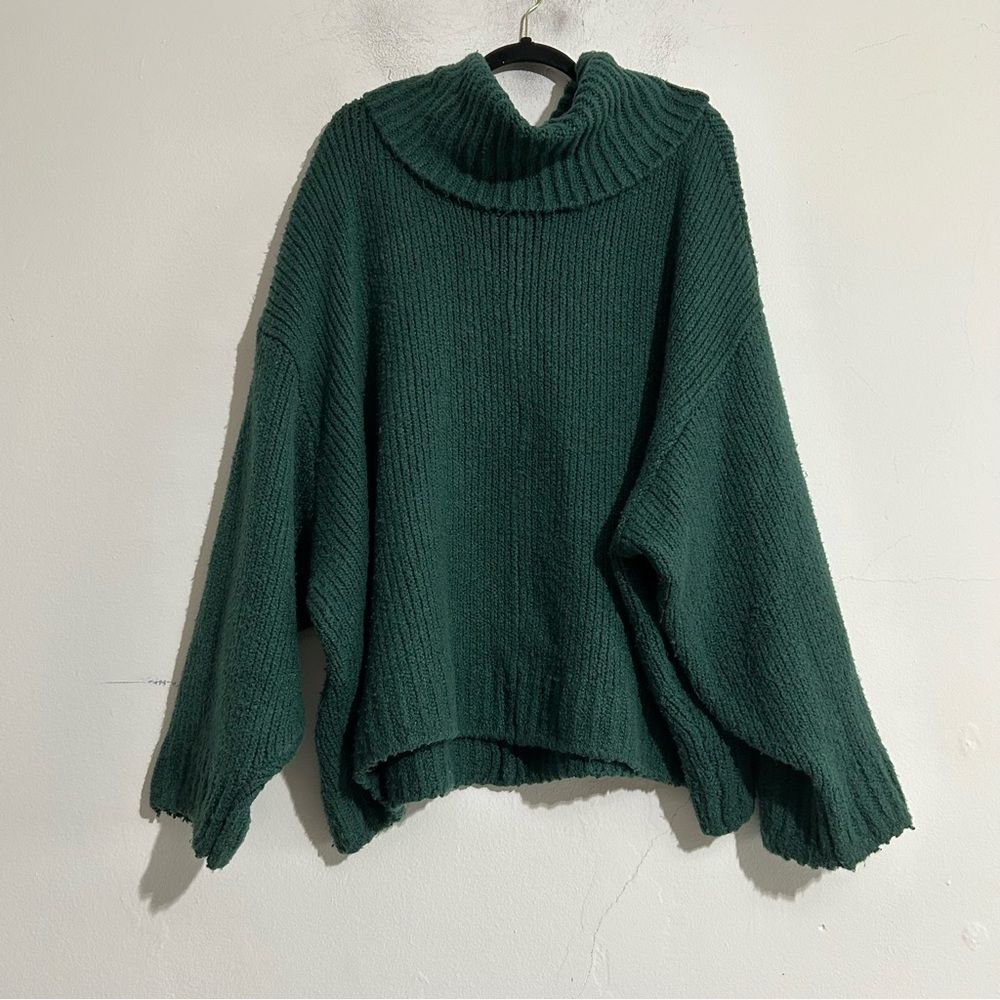 Anthropologie Pilcro Green Ribbed Knit Turtleneck Sweater Plus Size 3X Cozy